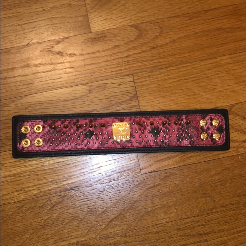 MCM Stud Bracelet black + pink Leather  - Unused